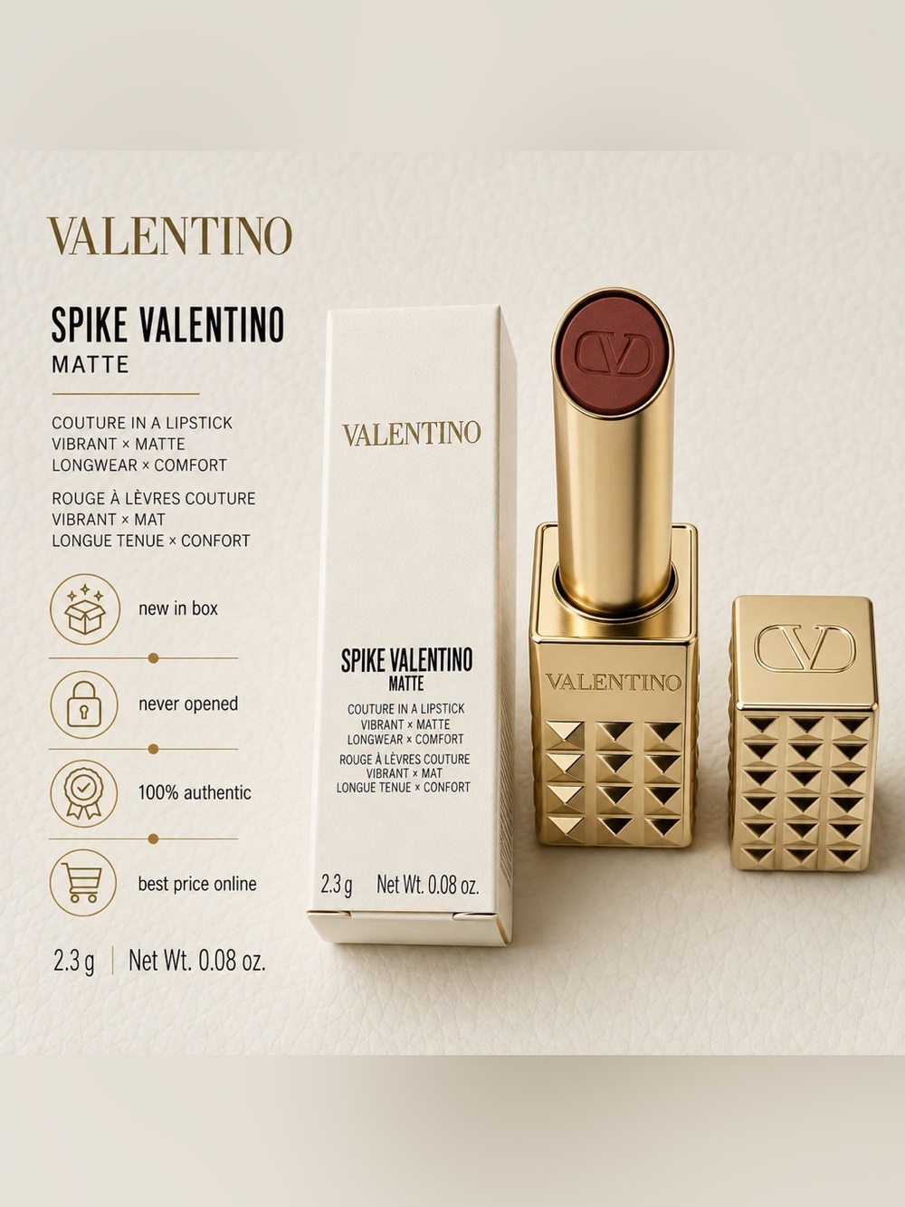 Valentino Spike Valentino Matte Lipstick - Warm Brown